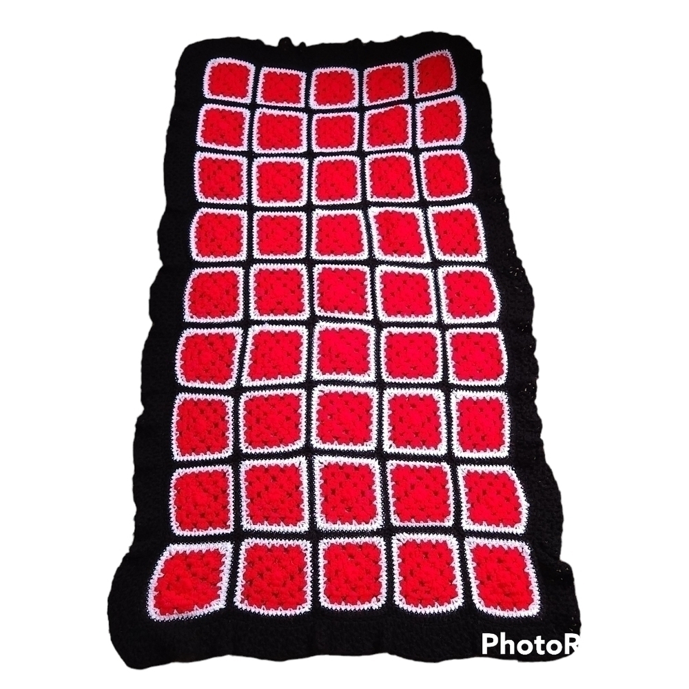 Vintage Granny Square Crochet Couch Blanket